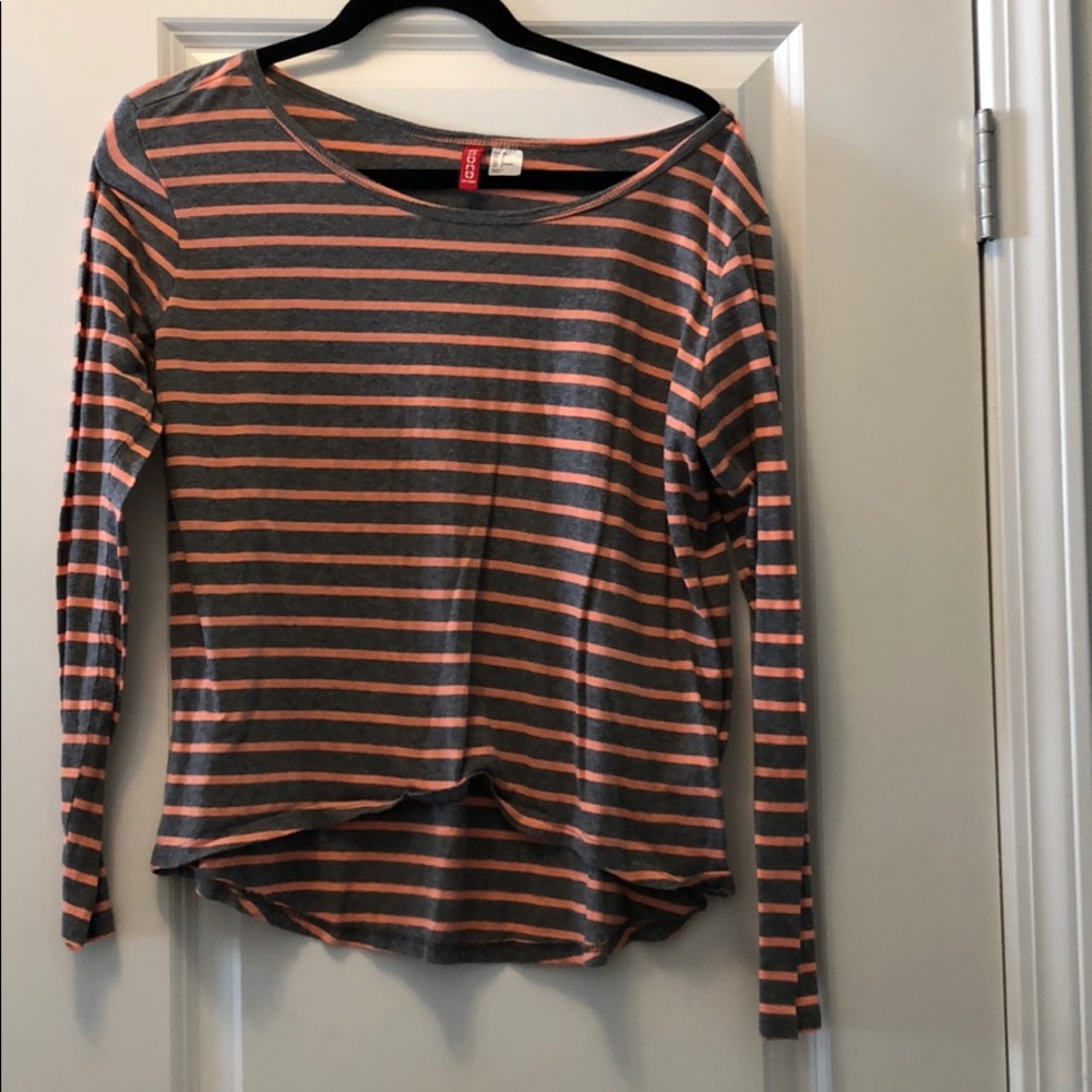 Gray-Orange Striped Shirt